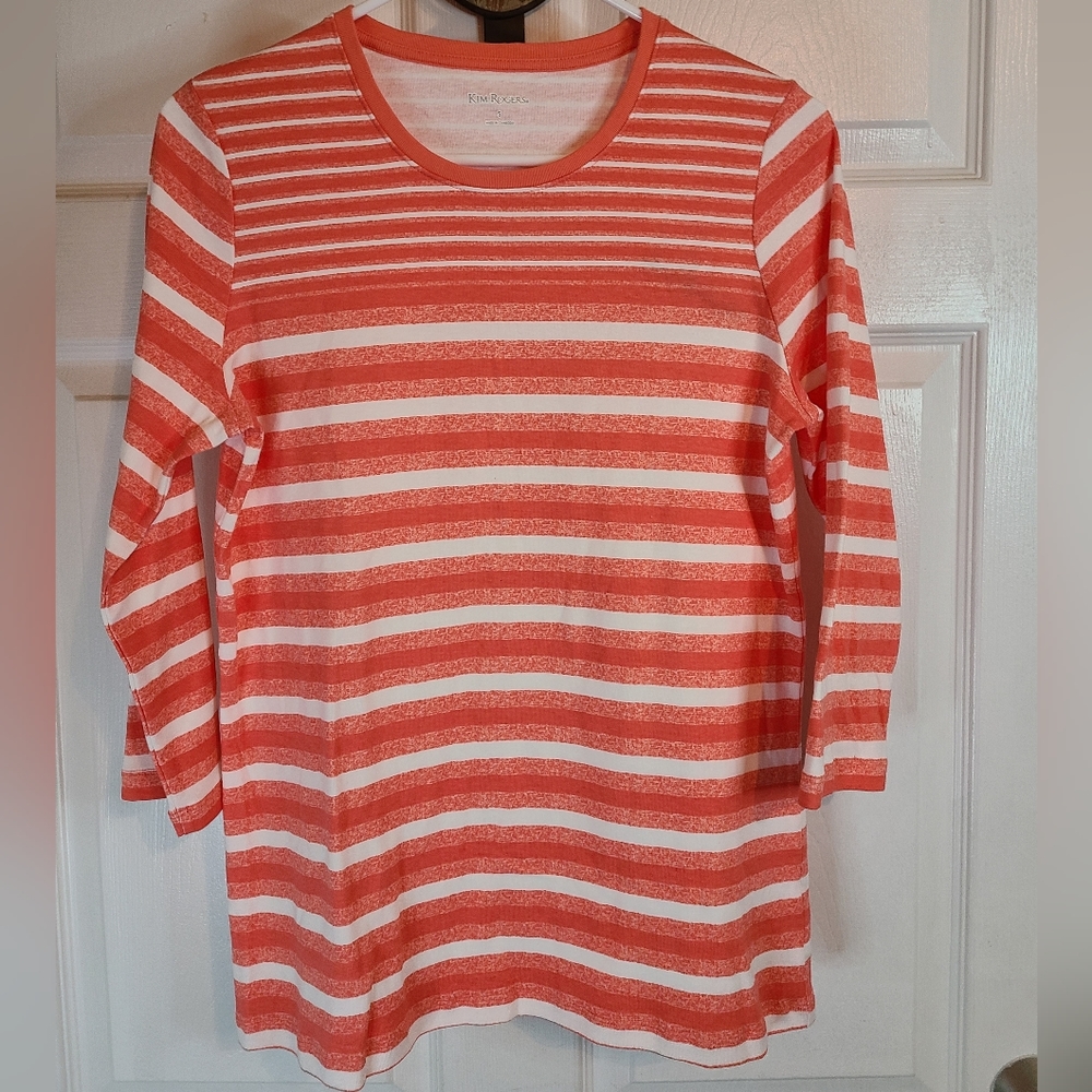(402) Kim Roger's Woman's Long Sleeve Blouse,  Size: Small Color: Orange